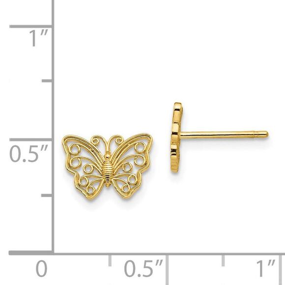 10mm Cutout Butterfly Post Earrings in 14k Yellow Gold